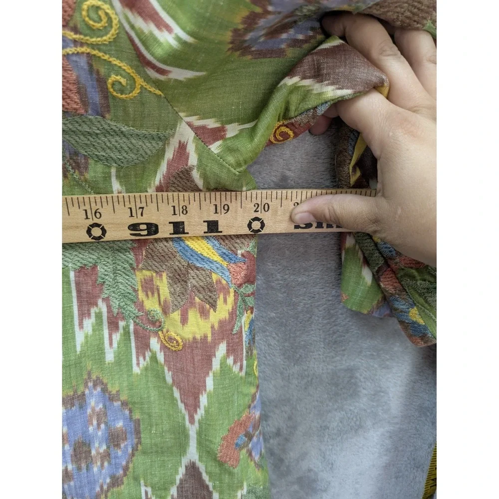 Womens‎ Open Blazer Medium Ikat Artsy Statement Eclectic Grandma Maximalist Boho